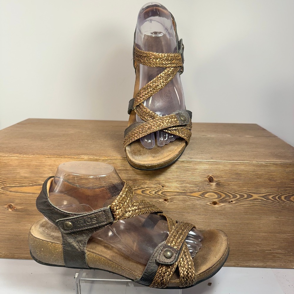 Taos Trulie Sandal Woven Leather Wedge Heel 41 EU / 10 US Travel Boho Spain